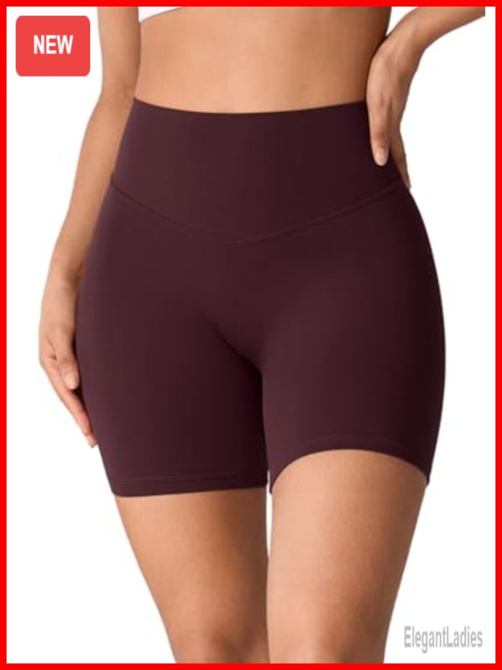 High Waisted Biker Shorts 6" Medium Compression No Front Seam